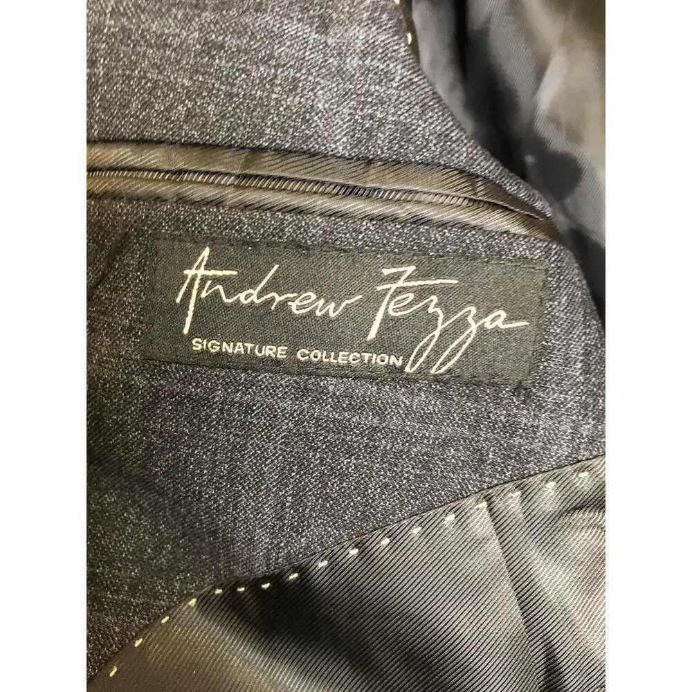Andrew Fezza Gray Checked Pattern 2 Button Notched Lapel Blazer Jacket 42R